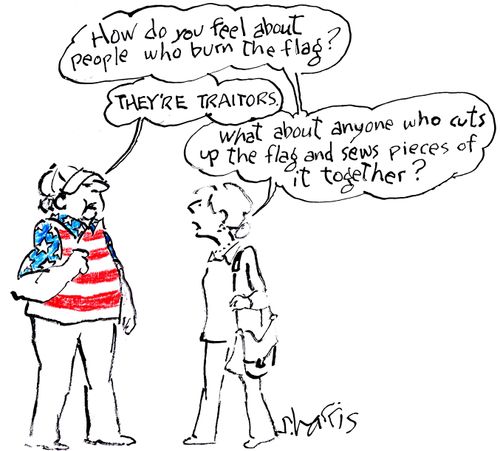 "How do you feel about people who burn the flag?"  