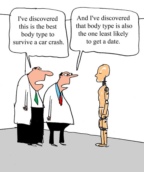 "I've discovered this is the best type of body type to survive a car crash." 
