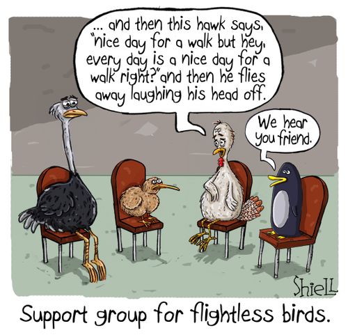 Support group for flightless birds.
