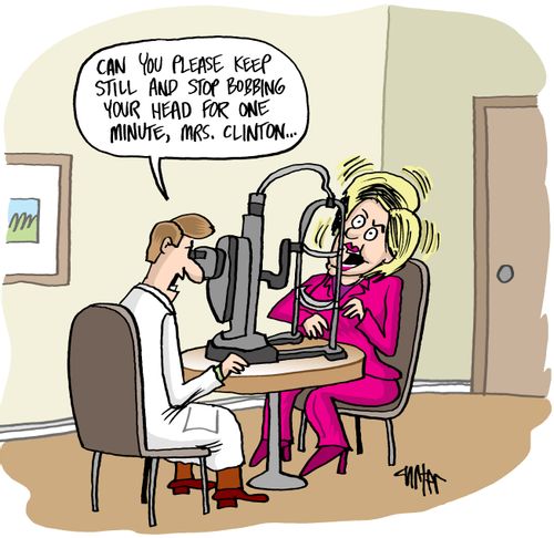 "Can you please keep still and stop bobbing your head for one minute, Mrs. Clinton..."