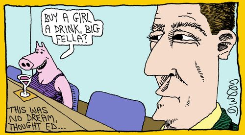 "Buy a girl a drink, big fella?"
