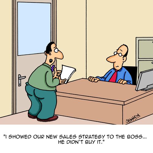 "I showed our new sales strategy to the boss...he didn't buy it."