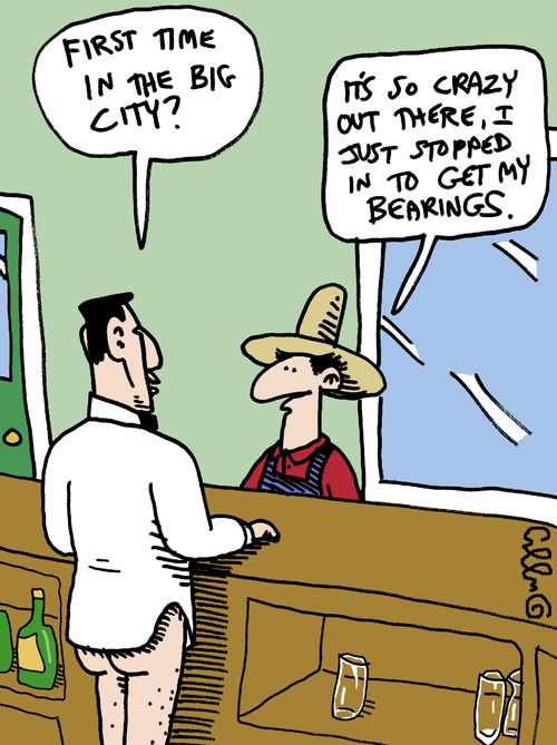 "It's so crazy out there, I just stopped in to get my bearings."