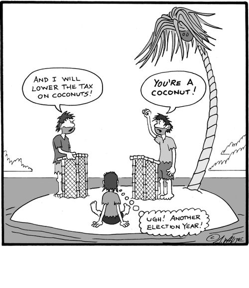 "And I will lower the tax on coconuts!"
