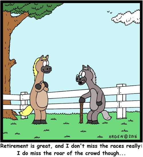 "Retirement is great, and I don't miss the races really: I do miss the roar of the crowd though..."