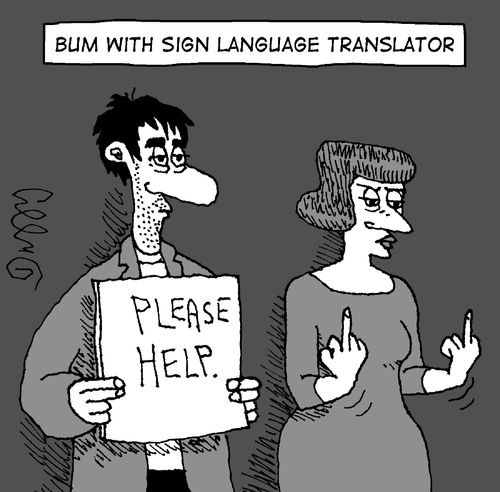 Bum with sign language translator.