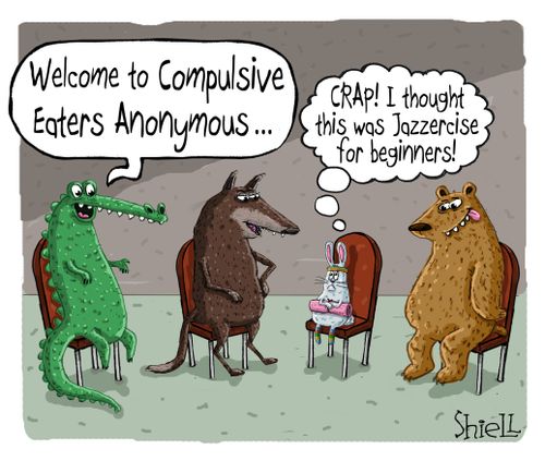 "Welcome to Compulsive Eaters Anonymous..."