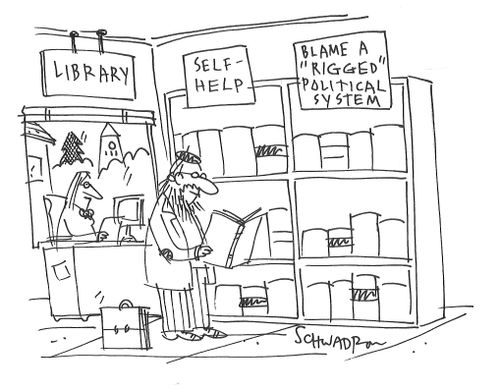 Library: Self-Help Books and Blame a 'Rigged' Political System.