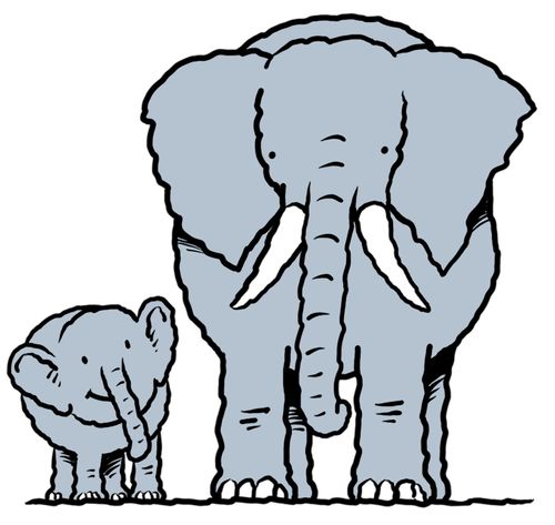 A mother and baby elephant