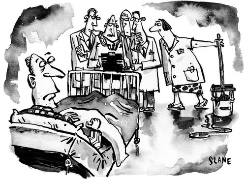 Cleaner interested in patient data.