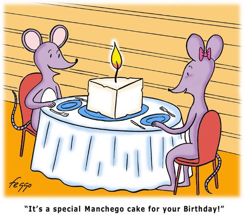 "It's a special Manchego cake for your Birthday!"