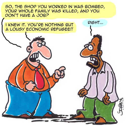 "So, the shop you worked in was bombed, your whole family was killed, and you don't have a job?"