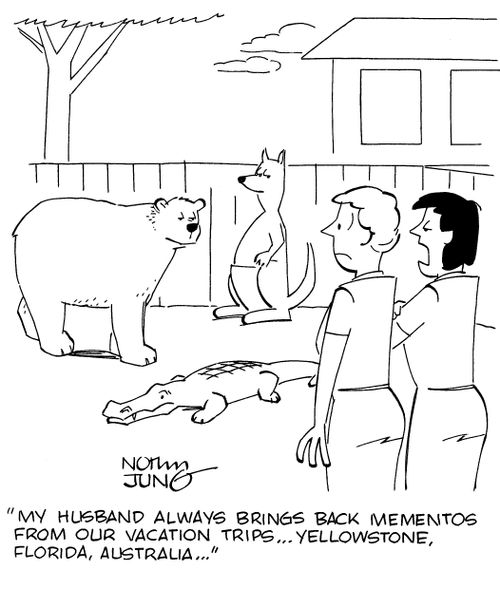 "My husband always brings back mementos from our vacation trips...Yellowstone, Florida, Australia..."