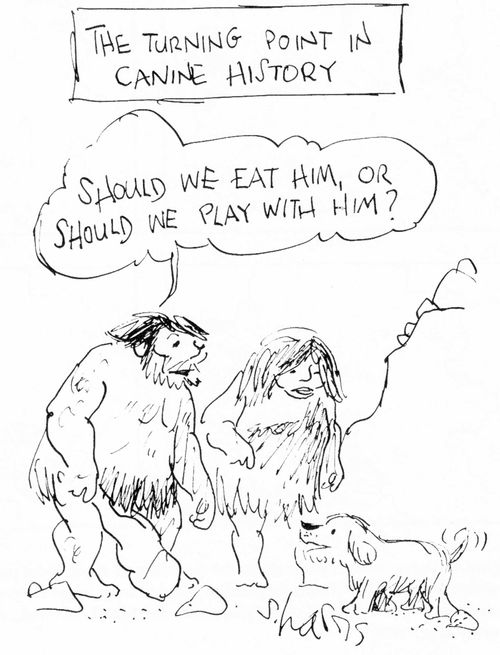 The turning point in canine history: "Should we eat him, or should we pay with him?"