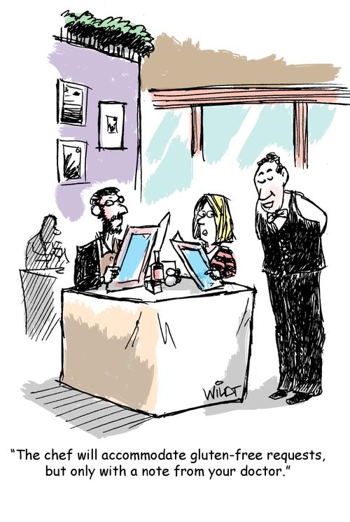 "The chef will accommodate gluten-free requests, but only with a note from your doctor."