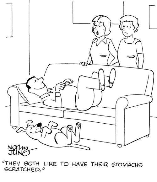 "They both like to have their stomachs scratched."