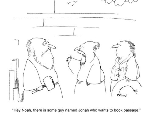"Hey Noah, there is a guy named Jonah who wants to book passage."