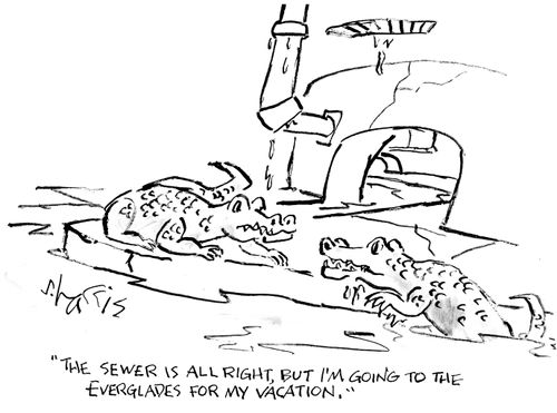 "The sewer is all right, but I'm going to the Everglades for my vacation."
