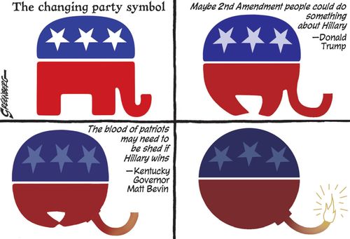 The changing party symbol....