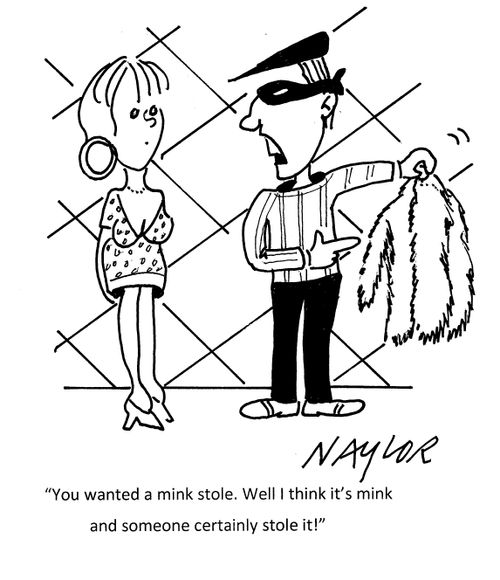 "You wanted a mink stole. Well I think it's mink and someone certainly stole it!"