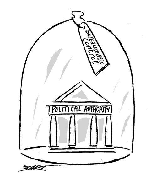 Political authority - bureaucratic control.