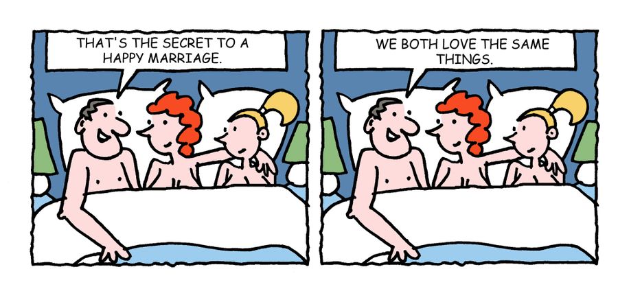 "That's the secret to a happy marriage. We both love the same things."