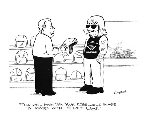 "This will maintain your rebellious image in states with helmet laws."