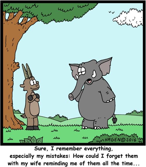 "Sure, I remember everything, especially my mistakes: How could I forget them with my wife reminding me of them all the time..."