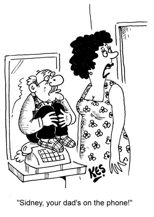 "Sidney,  your dad's on the phone!"