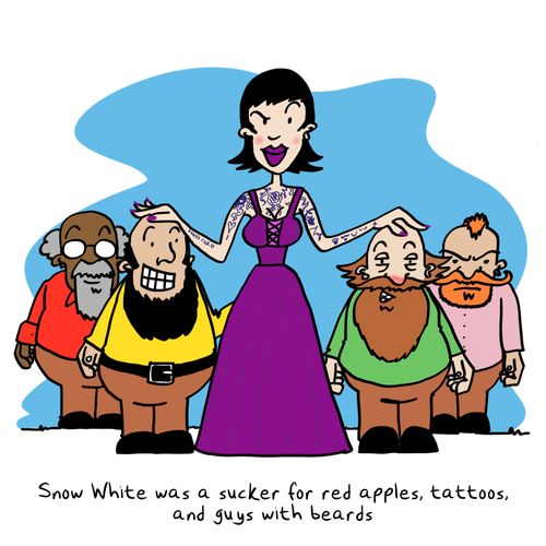 Snow White was a sucker for red apples, tattoos, and guys with beards.