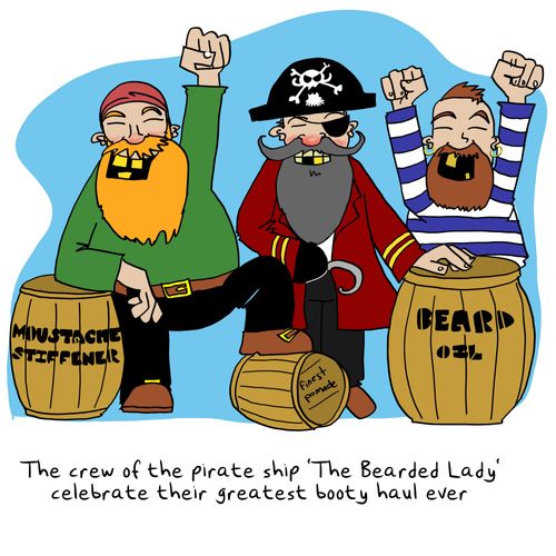 The crew of the pirate ship 'The Bearded Lady' celebrate their greatest booty haul ever.