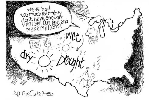 "We've had too much rain - they don't have enough - we'll sell our rain and make millions!"