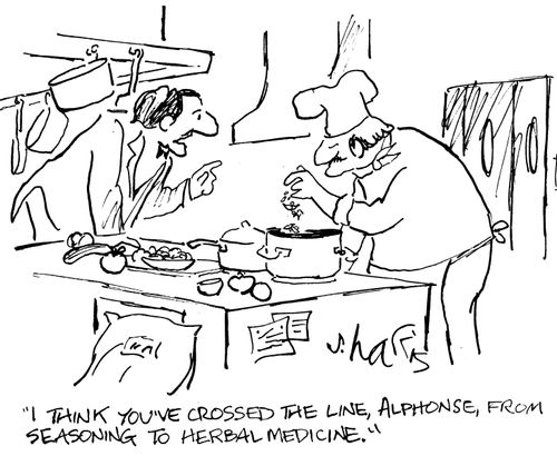 "I think you've crossed the line, Alphonse, from seasoning to herbal medicine."
