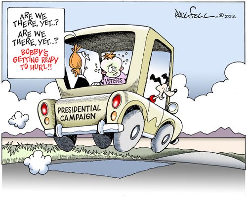 "Are we there, yet...? Bobby's getting ready to hurl!!"
