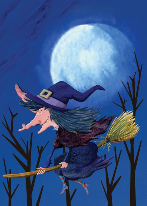 Witch on a broom.