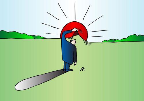 Man peers behind the sun
