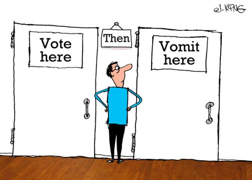 Vote here, then vomit here.
