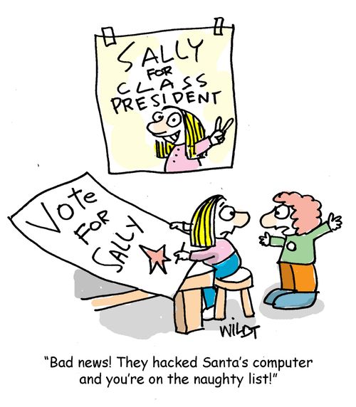 "Bad news! They hacked Santa's computer and you're on the naughty list!"