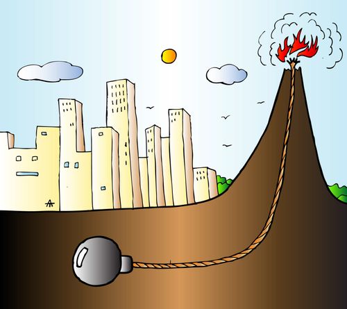 Volcano is fuse leading to bomb under a city