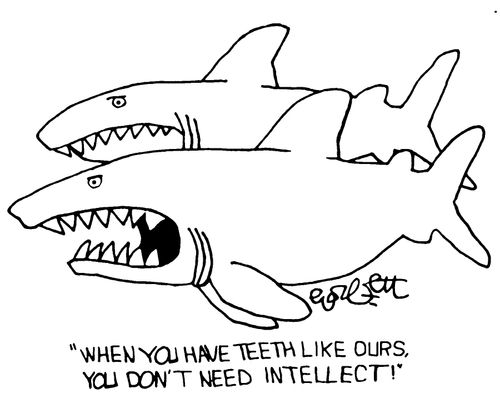 "When you have teeth like ours, you don't need intellect!"