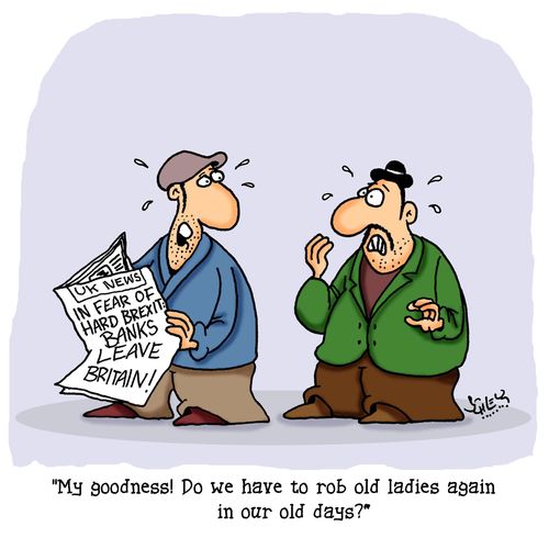 "My goodness! Do we have to rob old ladies again in our old days?"