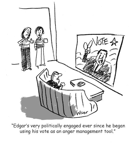 "Edgar's very politically engaged ever since he began using his vote as an anger management tool."