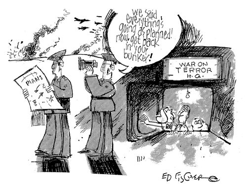 "We said everything is going as planned! Now get back in your bunker!"