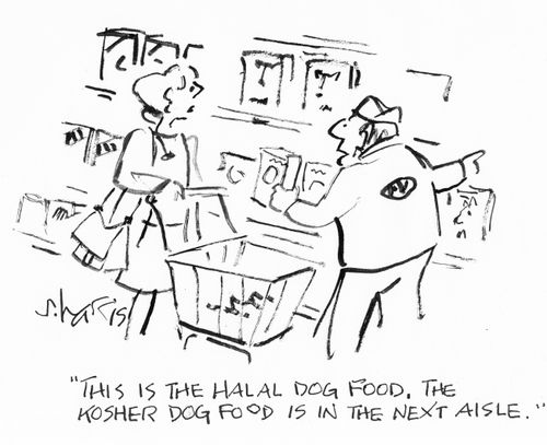 "This is the Halal dog food.  The Kosher dog food is in the next aisle."