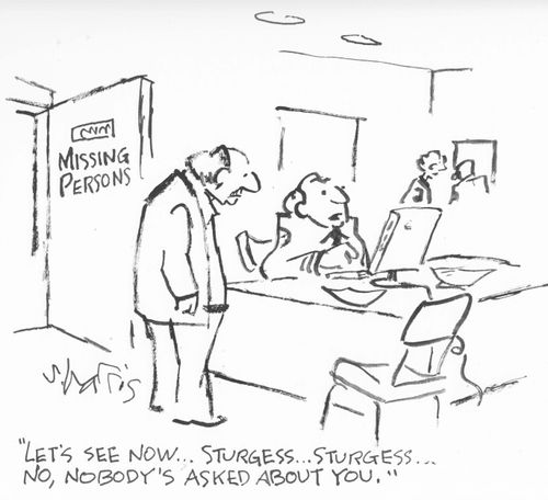 "Let's see now...Sturgess...Sturgess...no, nobody's asked about you."
