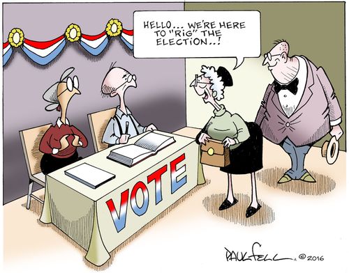 "Hello...we're here to 'rig' the election...!"