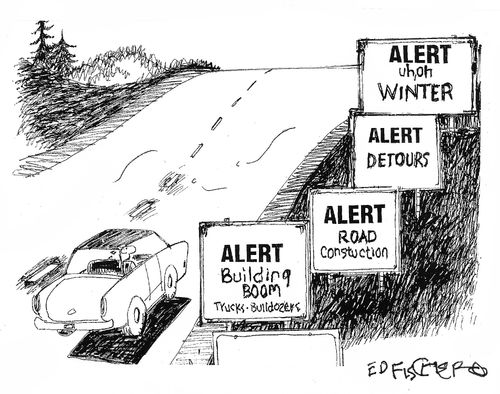 Man drives by too many road alerts.