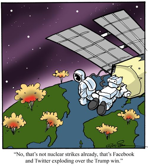 "No, that's not nuclear strikes already, that's Facebook and Twitter exploding over the Trump win."