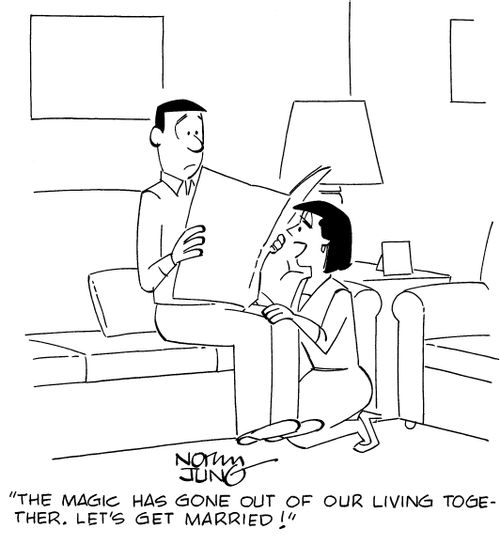 "The magic has gone out of our living together. Let's get married!"
