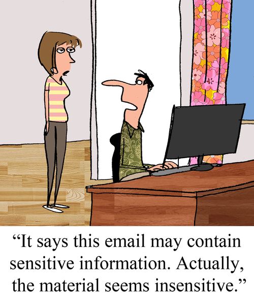 "It says this email may contain sensitive information. Actually, the the material seems insensitive."